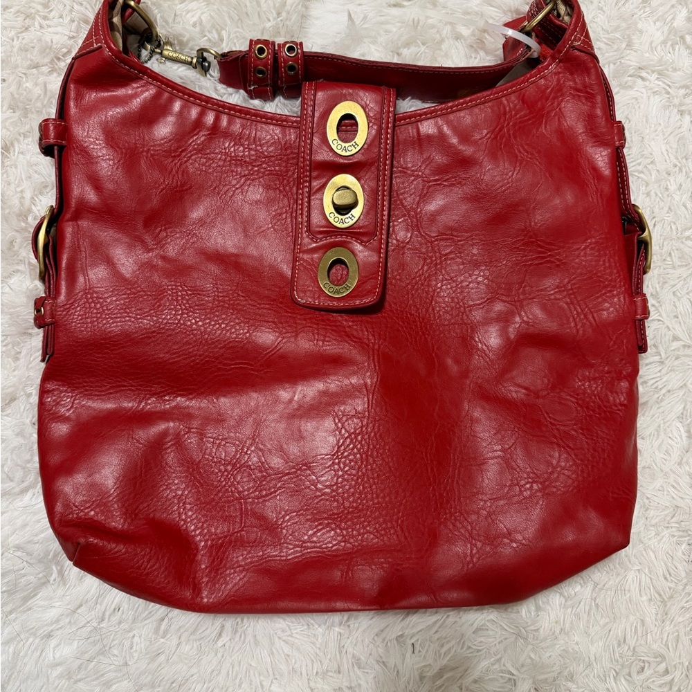 Vintage Coach Red Leather Shoulder Bag